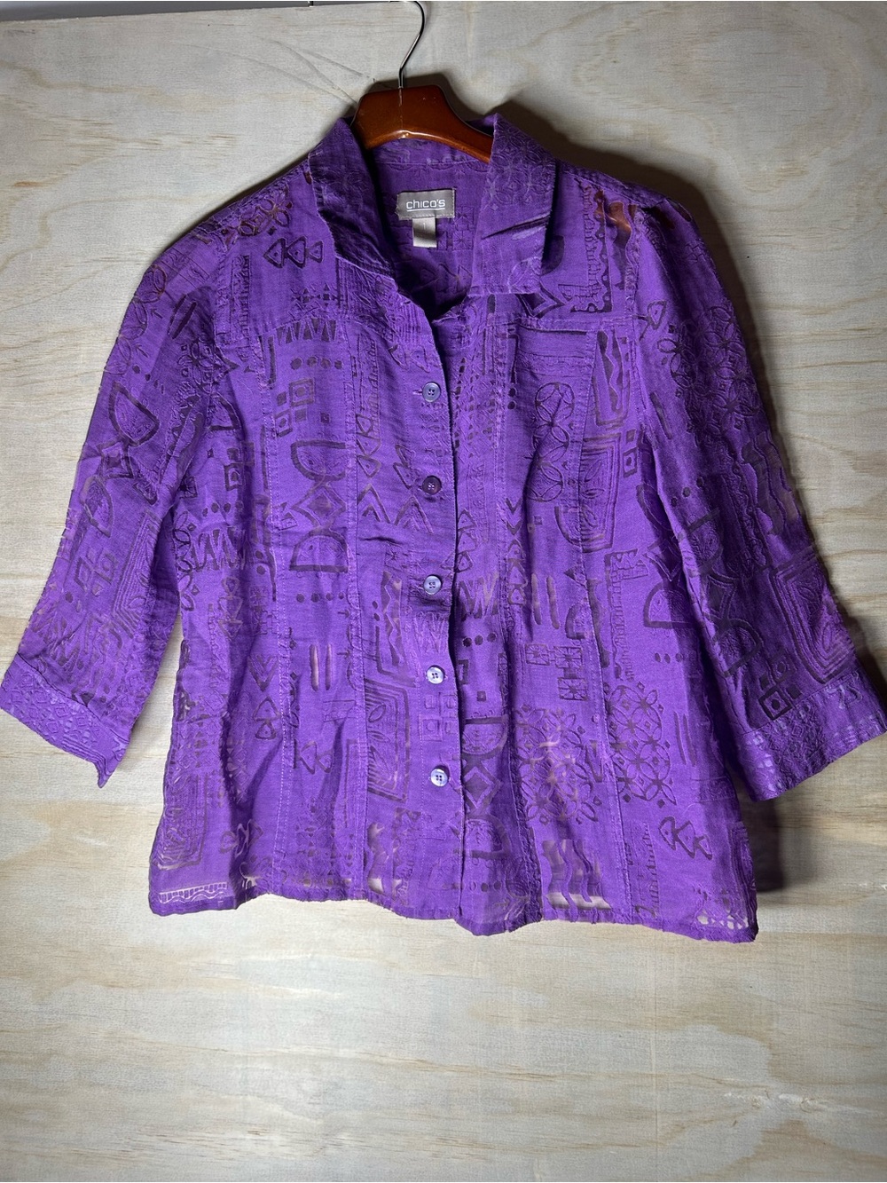 Chico's Vibrant Purple Embroidered Button-Front Jacket